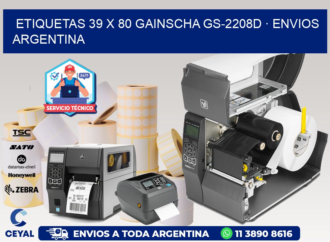 ETIQUETAS 39 x 80 GAINSCHA GS-2208D · ENVIOS ARGENTINA