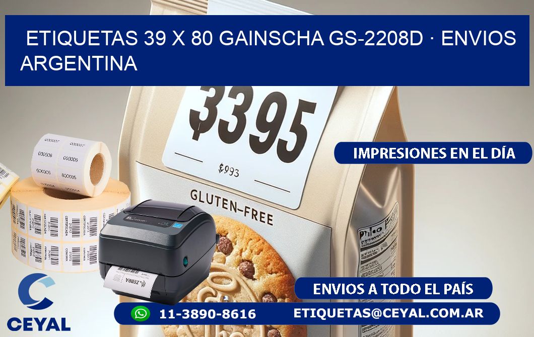 ETIQUETAS 39 x 80 GAINSCHA GS-2208D · ENVIOS ARGENTINA