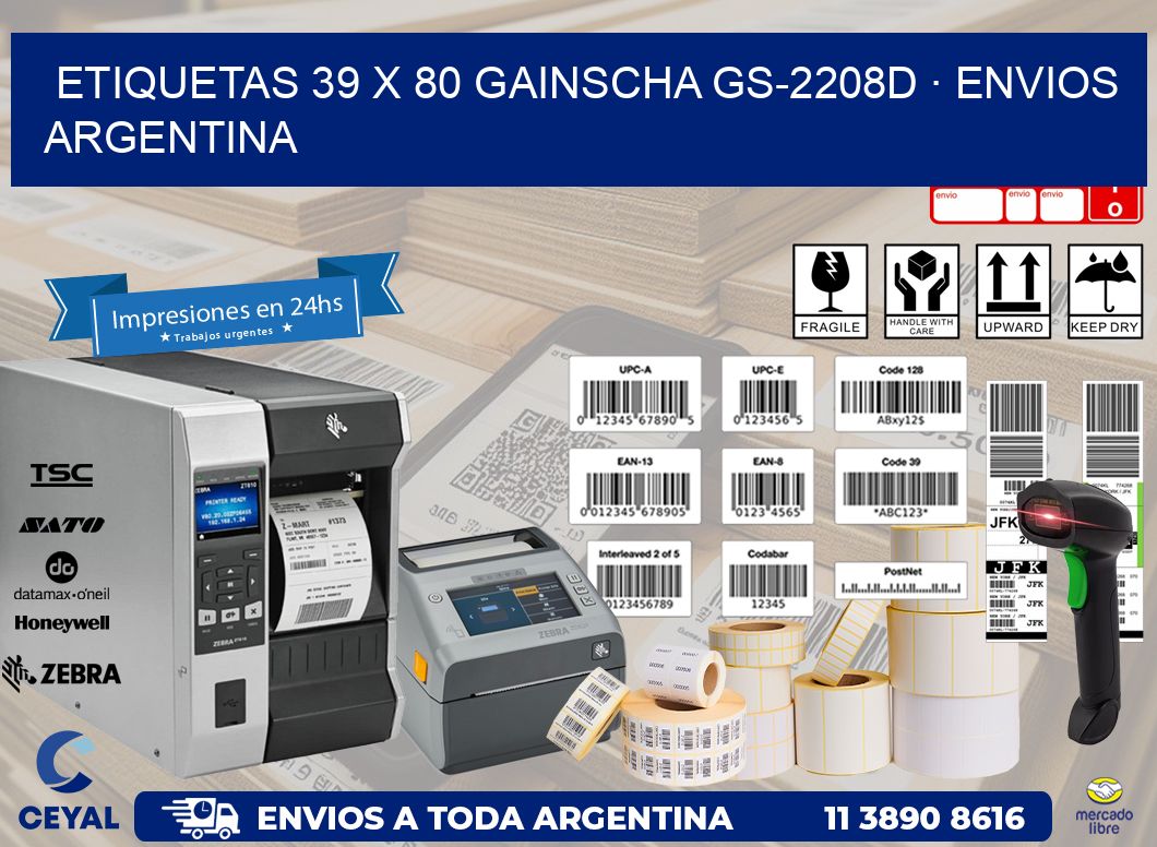 ETIQUETAS 39 x 80 GAINSCHA GS-2208D · ENVIOS ARGENTINA