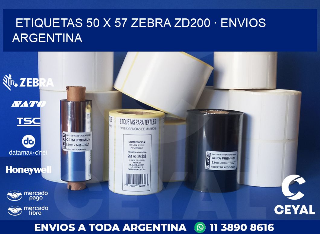 ETIQUETAS 50 x 57 ZEBRA ZD200 · ENVIOS ARGENTINA