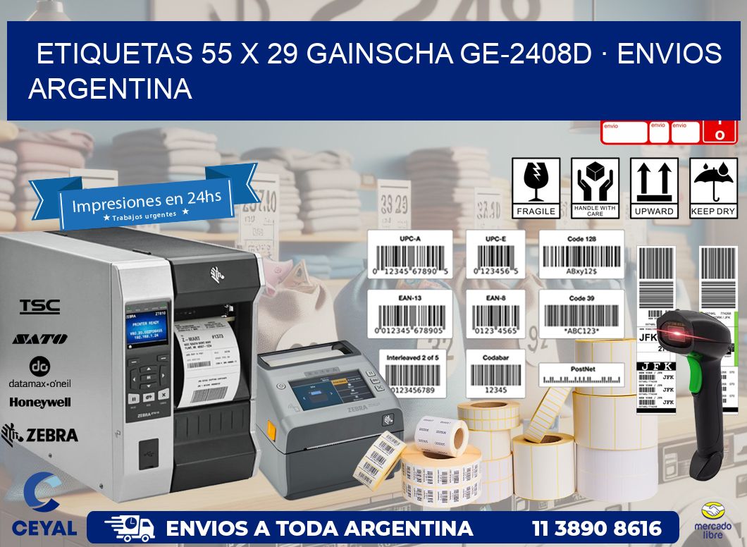 ETIQUETAS 55 x 29 GAINSCHA GE-2408D · ENVIOS ARGENTINA