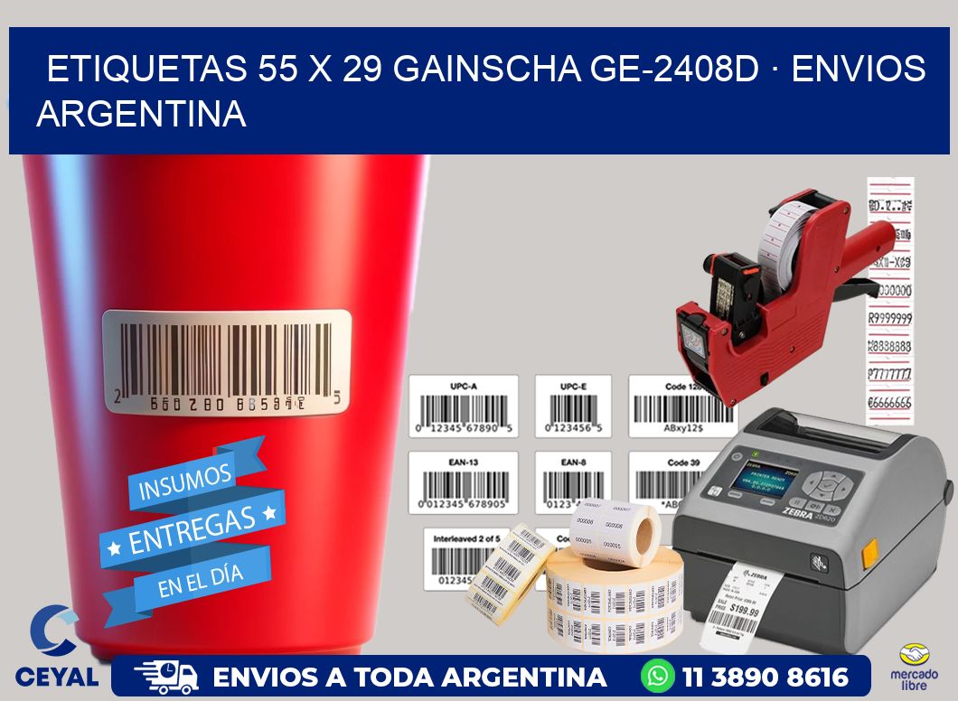 ETIQUETAS 55 x 29 GAINSCHA GE-2408D · ENVIOS ARGENTINA