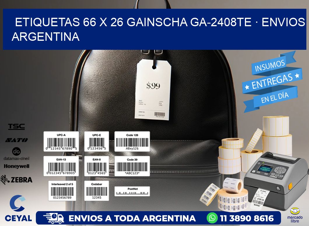 ETIQUETAS 66 x 26 GAINSCHA GA-2408TE · ENVIOS ARGENTINA