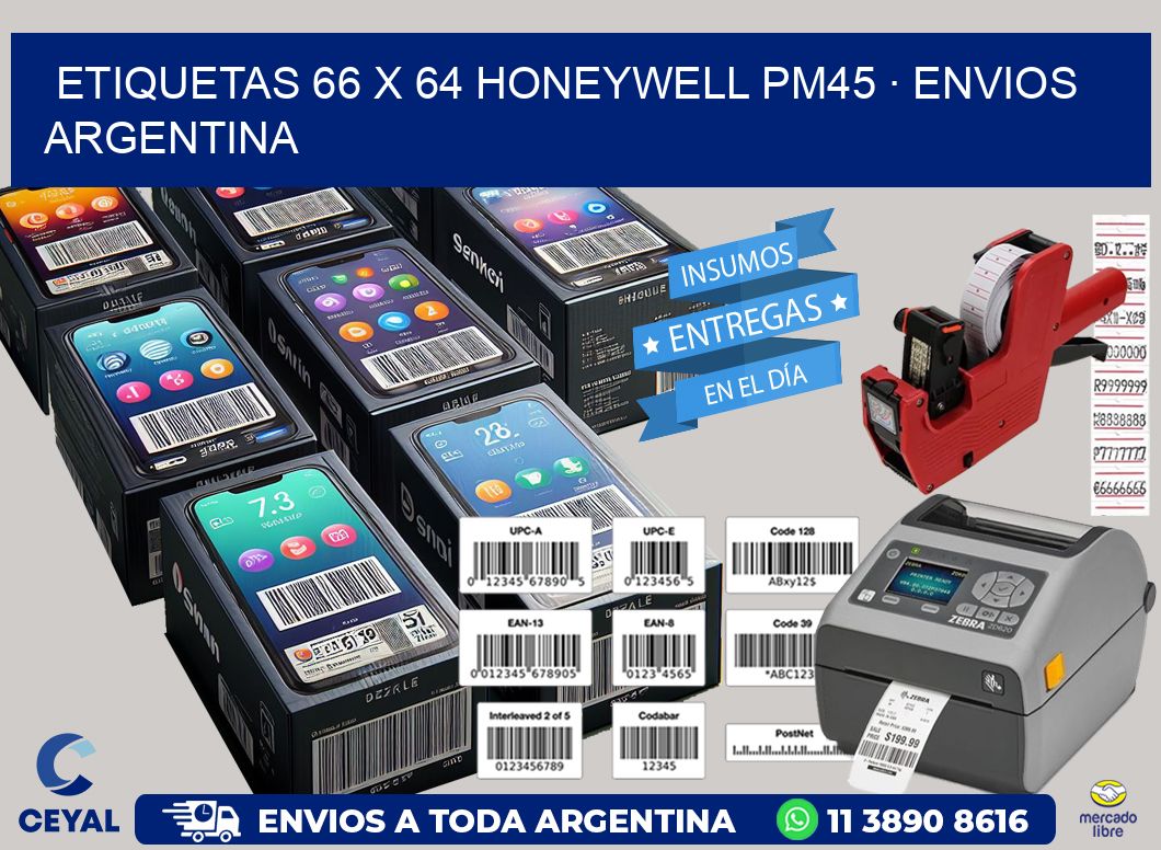 ETIQUETAS 66 x 64 HONEYWELL PM45 · ENVIOS ARGENTINA