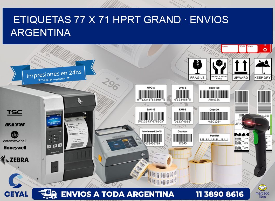 ETIQUETAS 77 x 71 HPRT GRAND · ENVIOS ARGENTINA