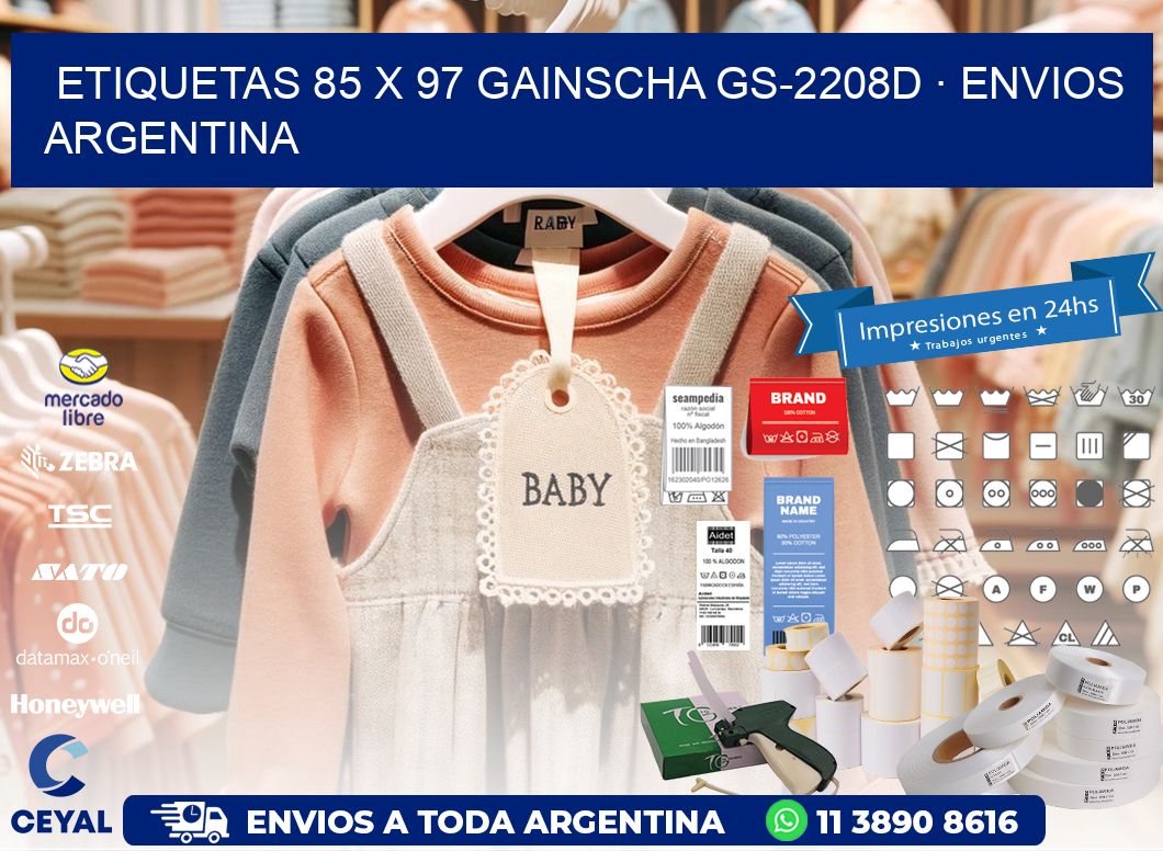 ETIQUETAS 85 x 97 GAINSCHA GS-2208D · ENVIOS ARGENTINA