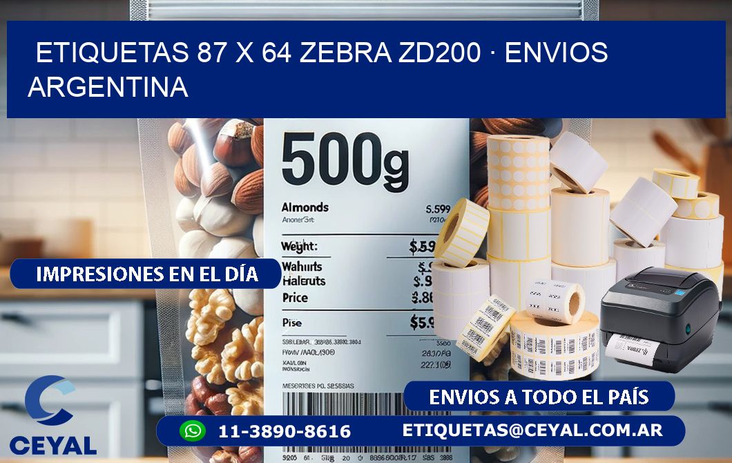 ETIQUETAS 87 x 64 ZEBRA ZD200 · ENVIOS ARGENTINA