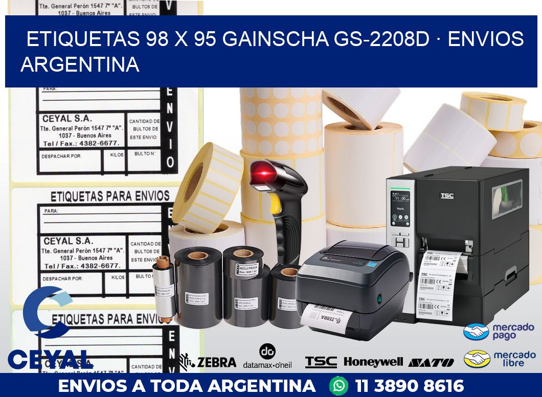 ETIQUETAS 98 x 95 GAINSCHA GS-2208D · ENVIOS ARGENTINA