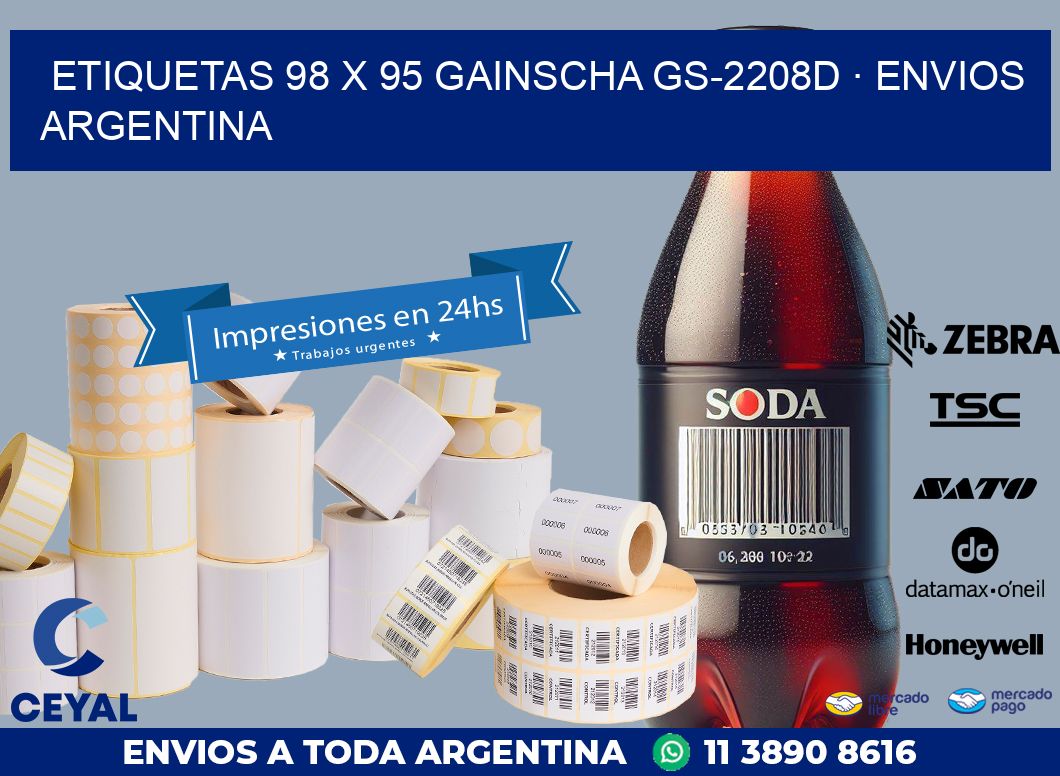ETIQUETAS 98 x 95 GAINSCHA GS-2208D · ENVIOS ARGENTINA