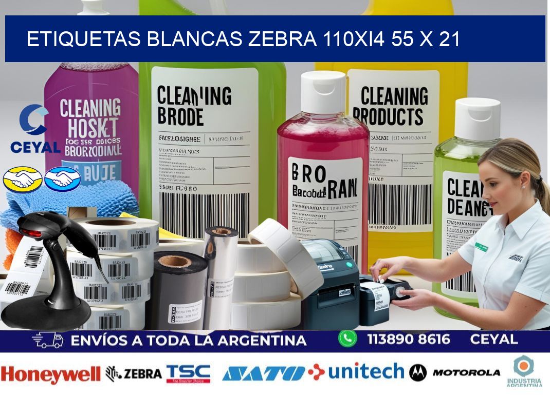 ETIQUETAS BLANCAS ZEBRA 110Xi4 55 x 21