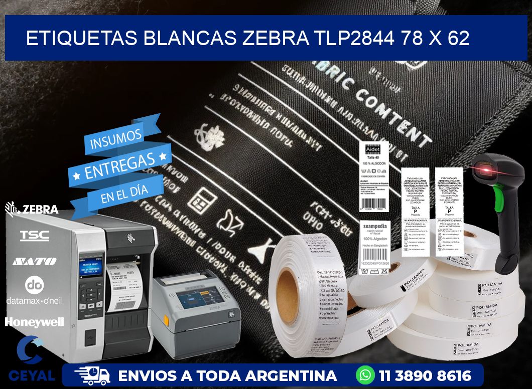 ETIQUETAS BLANCAS ZEBRA TLP2844 78 x 62