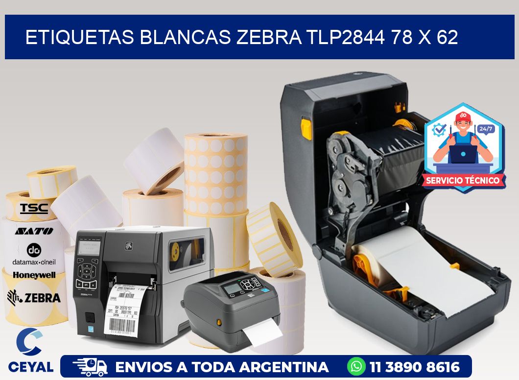 ETIQUETAS BLANCAS ZEBRA TLP2844 78 x 62