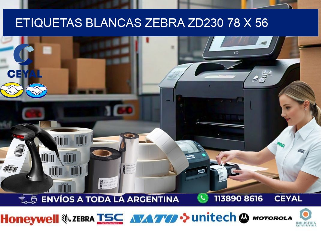 ETIQUETAS BLANCAS ZEBRA ZD230 78 x 56