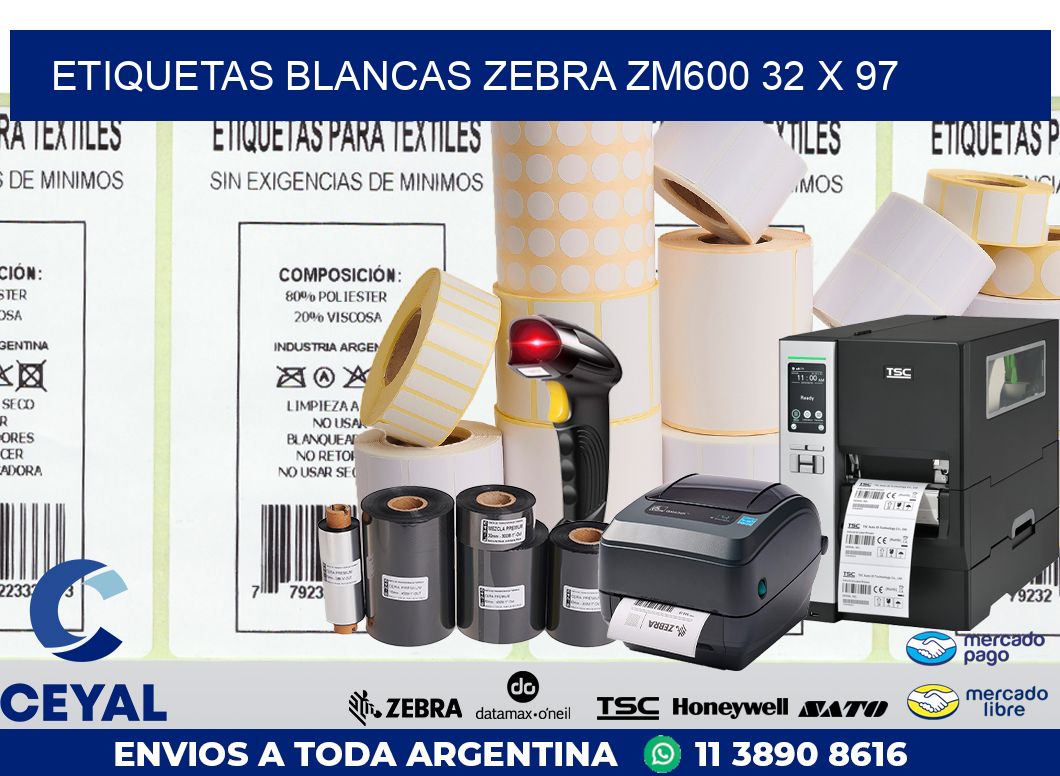 ETIQUETAS BLANCAS ZEBRA ZM600 32 x 97