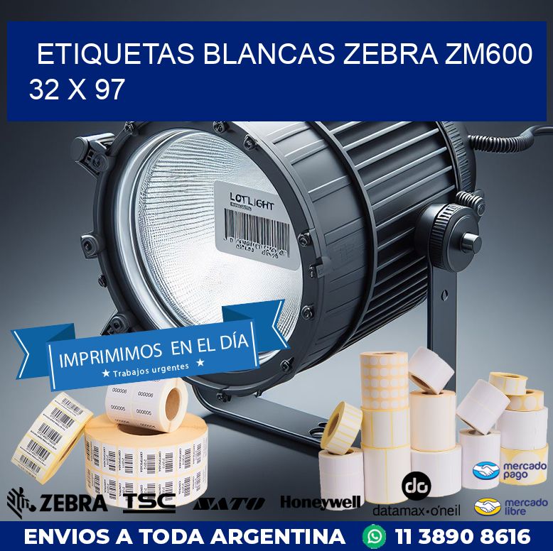 ETIQUETAS BLANCAS ZEBRA ZM600 32 x 97
