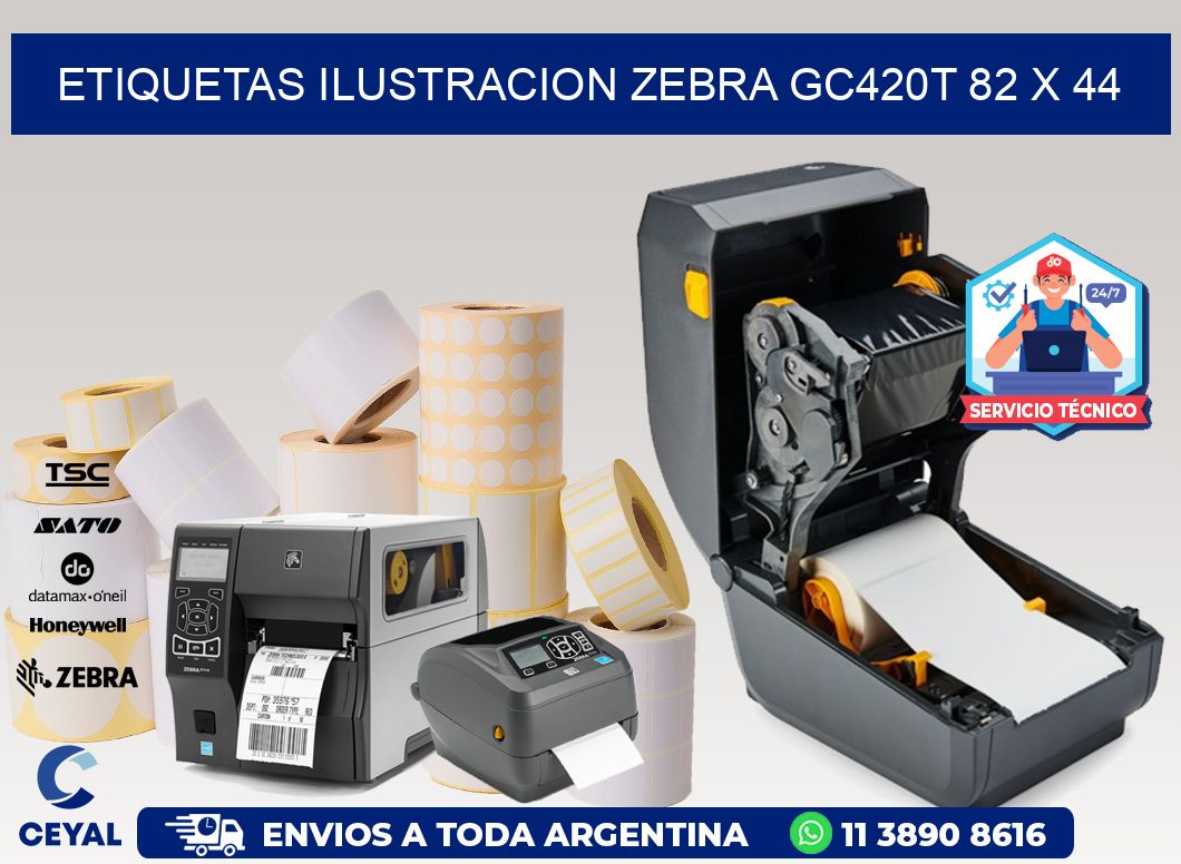 ETIQUETAS ILUSTRACION ZEBRA GC420T 82 x 44