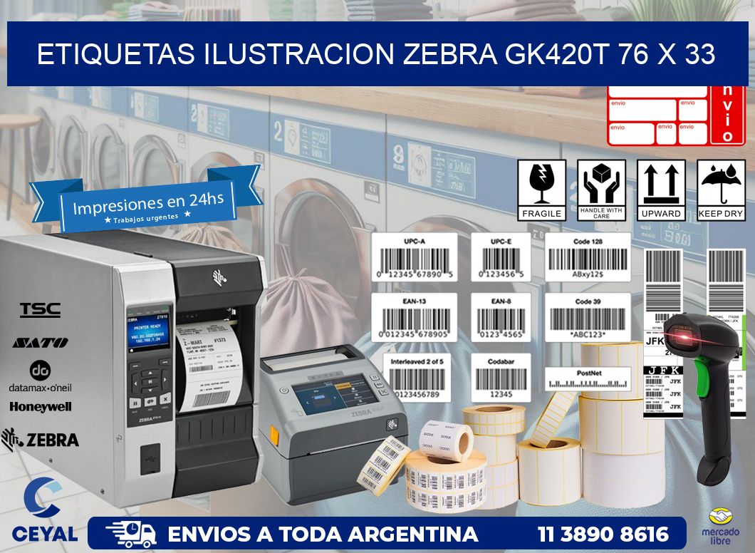 ETIQUETAS ILUSTRACION ZEBRA GK420T 76 x 33