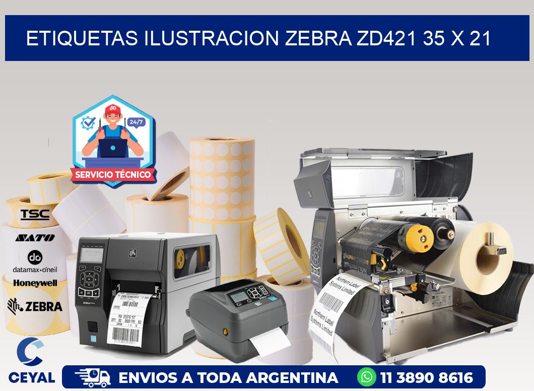 ETIQUETAS ILUSTRACION ZEBRA ZD421 35 x 21