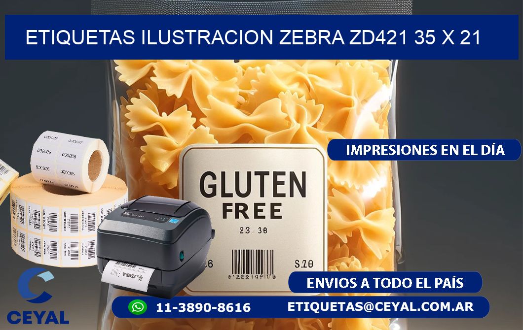 ETIQUETAS ILUSTRACION ZEBRA ZD421 35 x 21