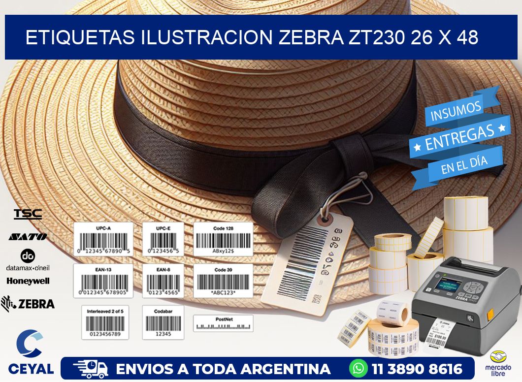 ETIQUETAS ILUSTRACION ZEBRA ZT230 26 x 48