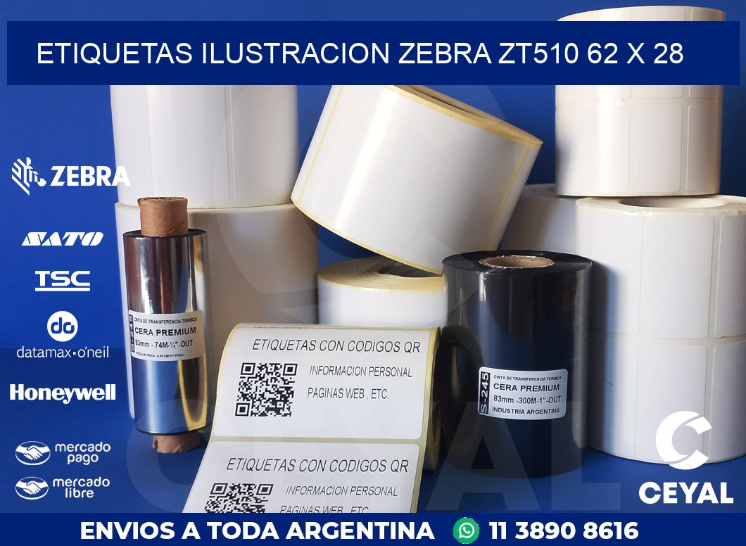 ETIQUETAS ILUSTRACION ZEBRA ZT510 62 x 28