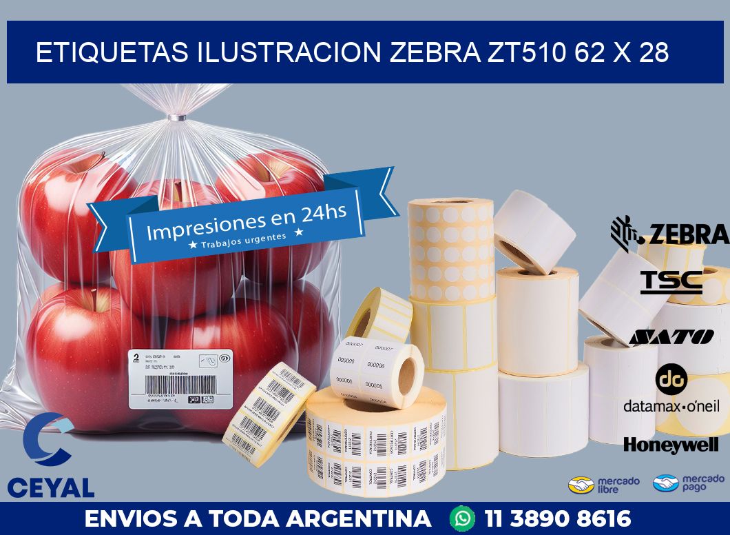 ETIQUETAS ILUSTRACION ZEBRA ZT510 62 x 28