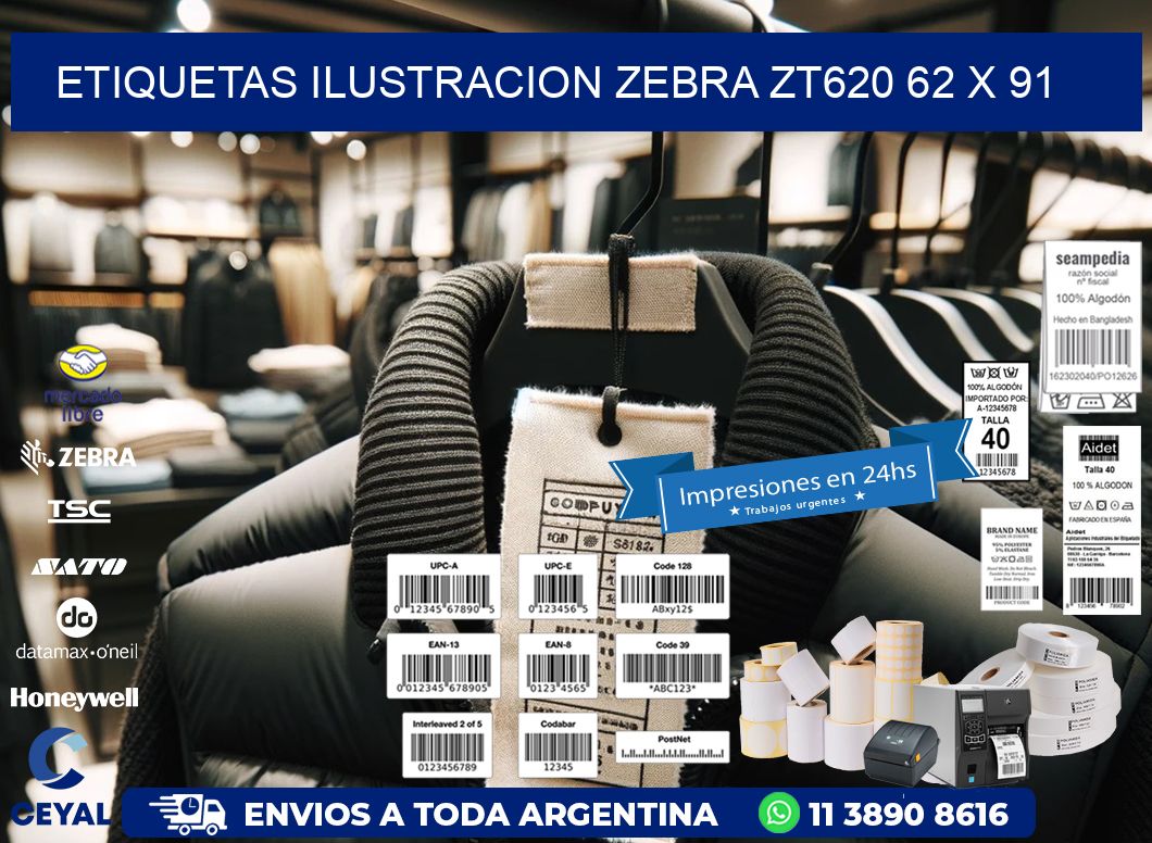 ETIQUETAS ILUSTRACION ZEBRA ZT620 62 x 91