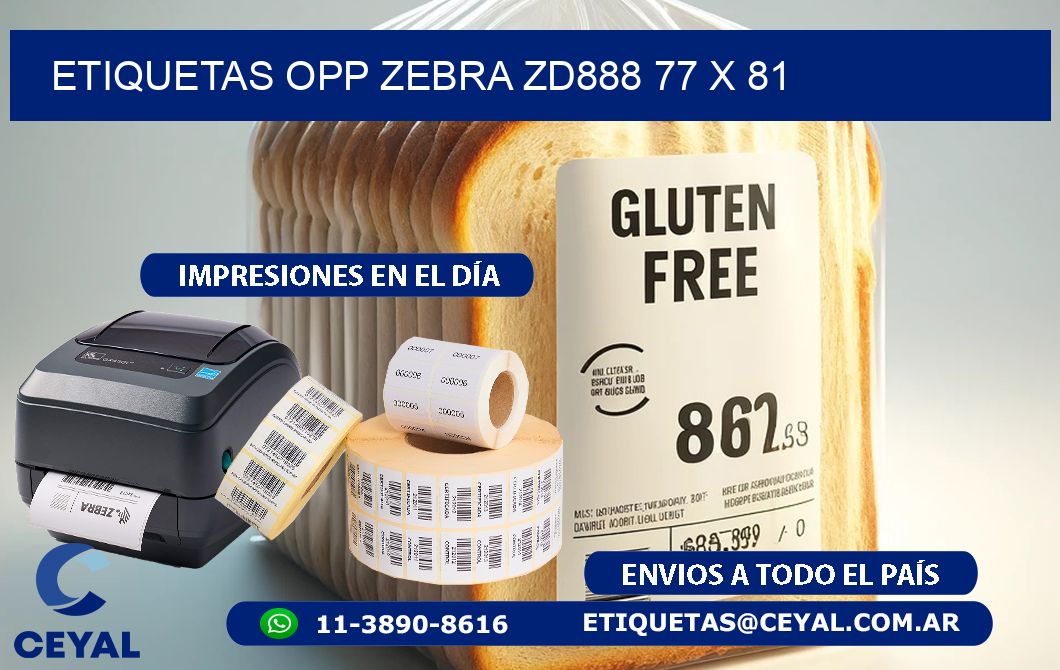 ETIQUETAS OPP ZEBRA ZD888 77 x 81