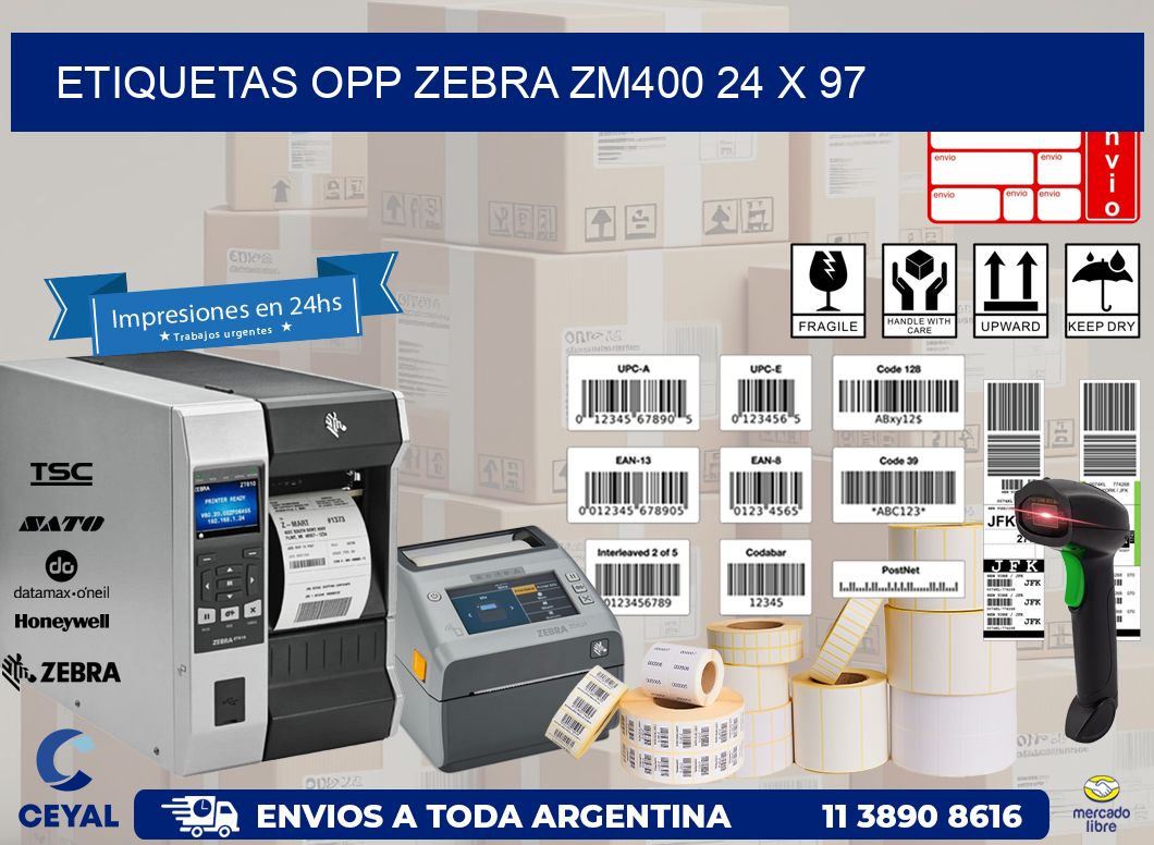 ETIQUETAS OPP ZEBRA ZM400 24 x 97