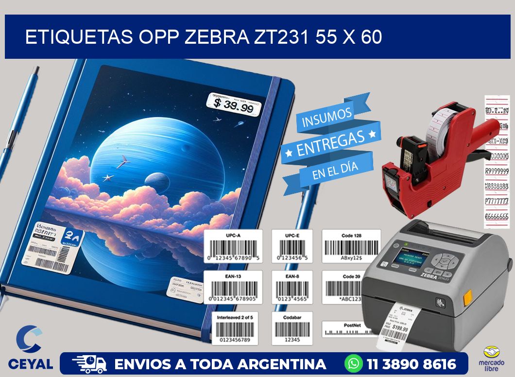ETIQUETAS OPP ZEBRA ZT231 55 x 60