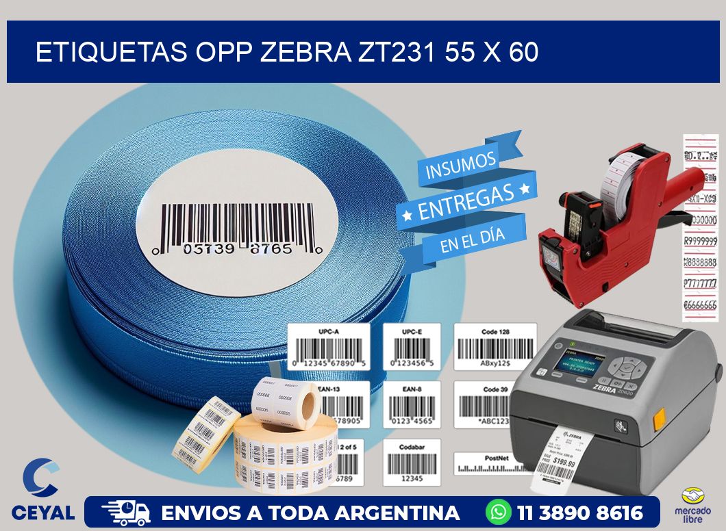 ETIQUETAS OPP ZEBRA ZT231 55 x 60
