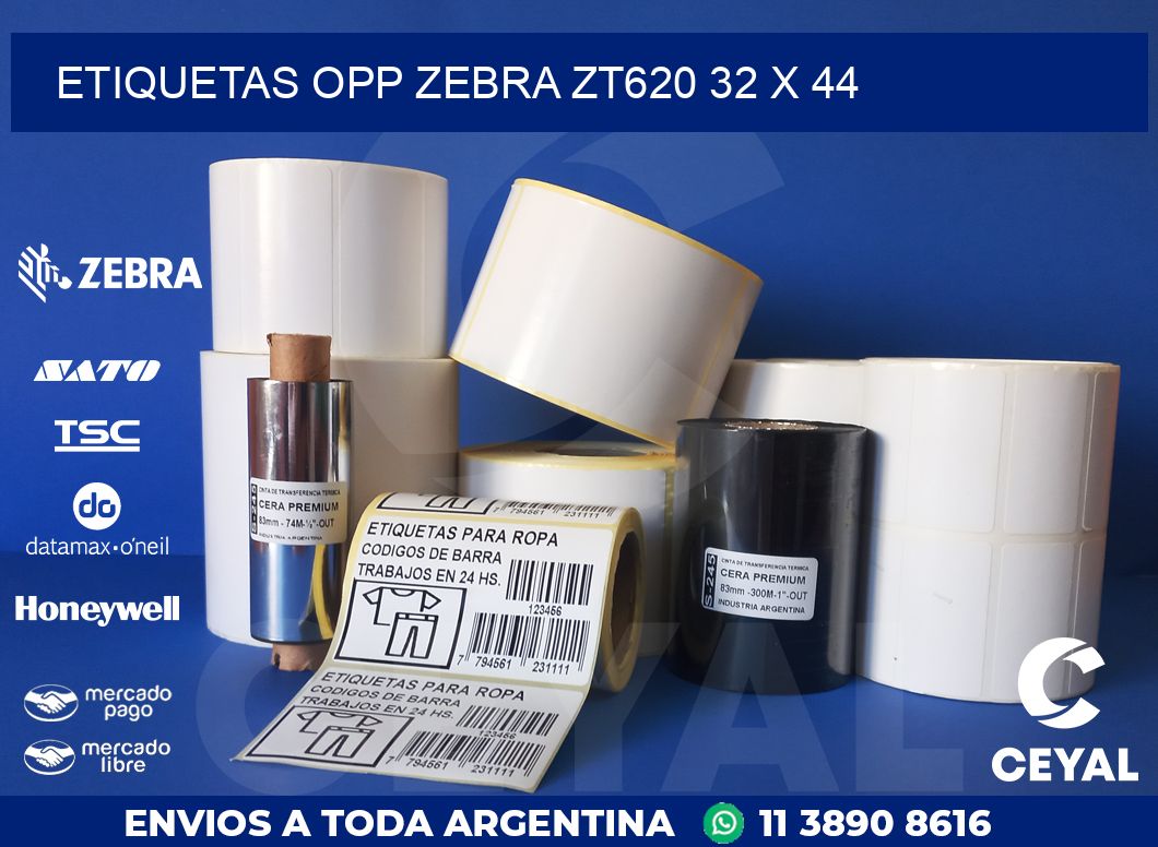ETIQUETAS OPP ZEBRA ZT620 32 x 44