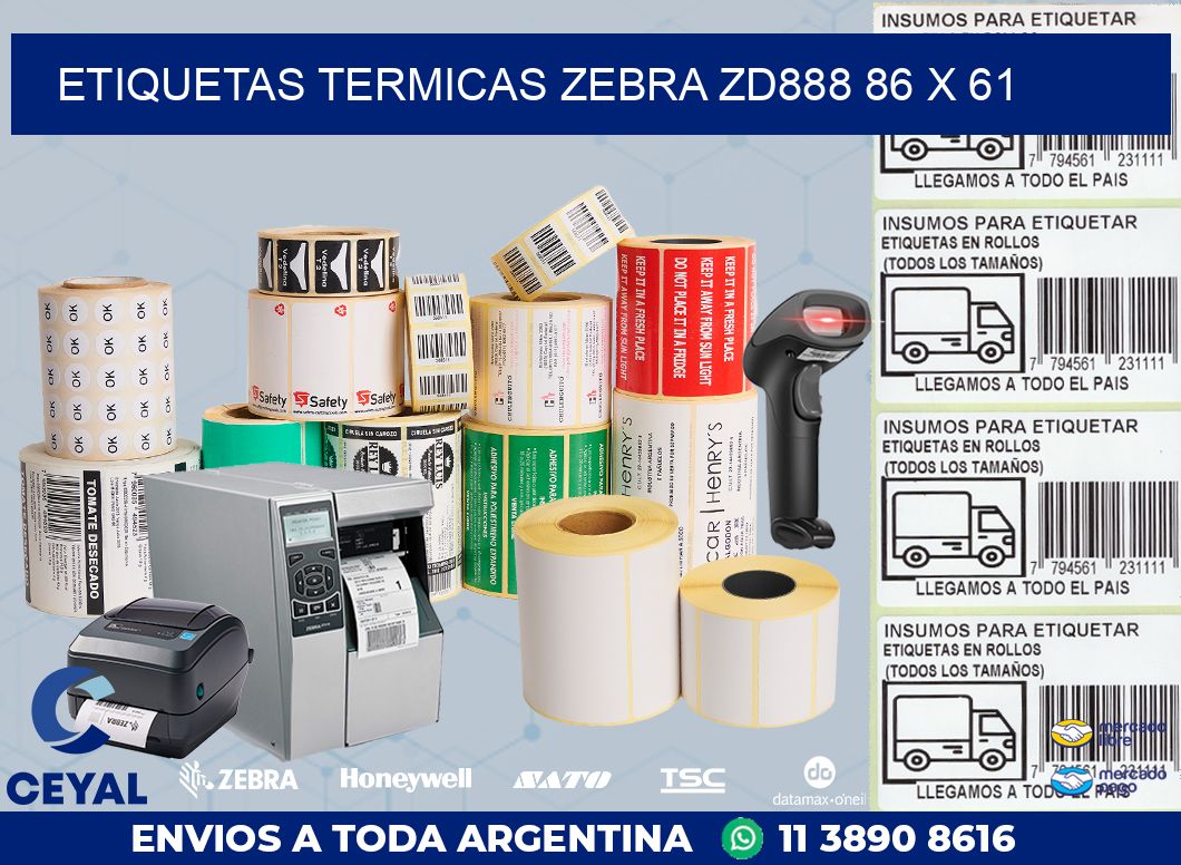 ETIQUETAS TERMICAS ZEBRA ZD888 86 x 61