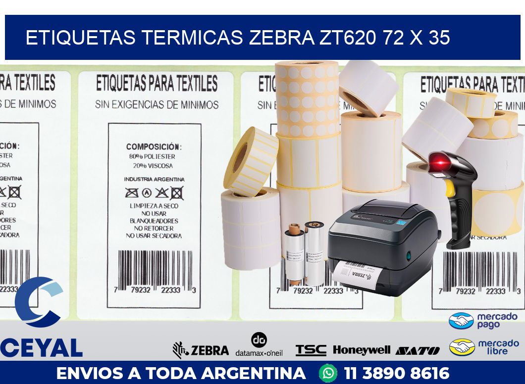 ETIQUETAS TERMICAS ZEBRA ZT620 72 x 35