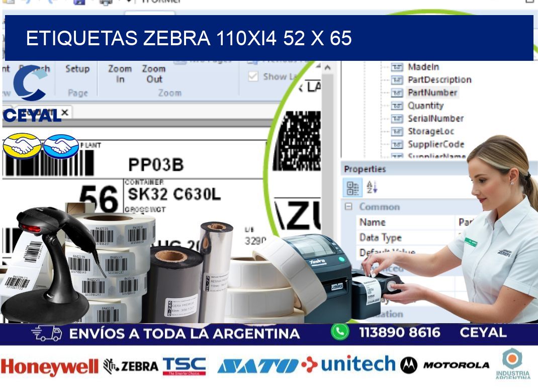 ETIQUETAS Zebra 110Xi4 52 x 65