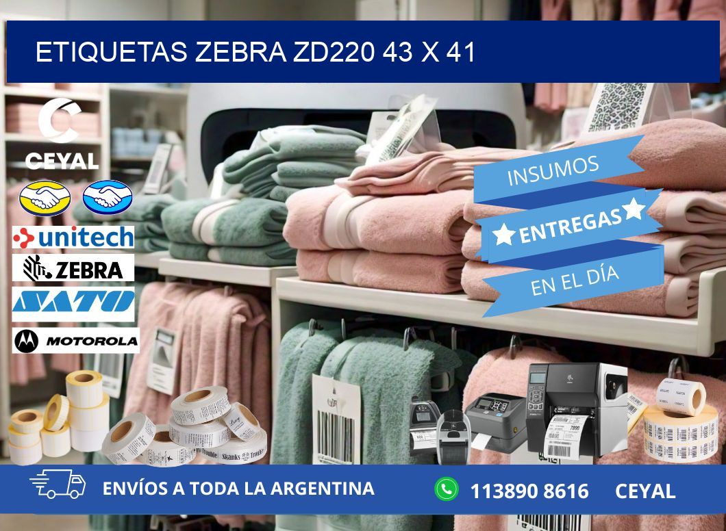 ETIQUETAS Zebra ZD220 43 x 41
