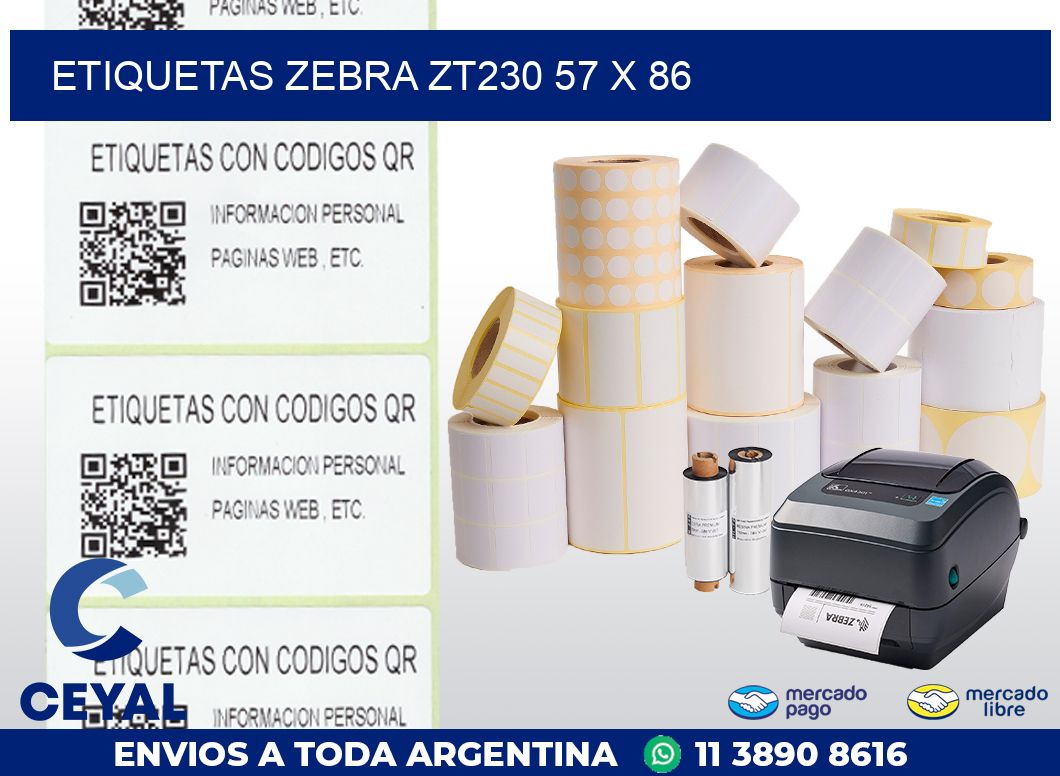 ETIQUETAS Zebra ZT230 57 x 86