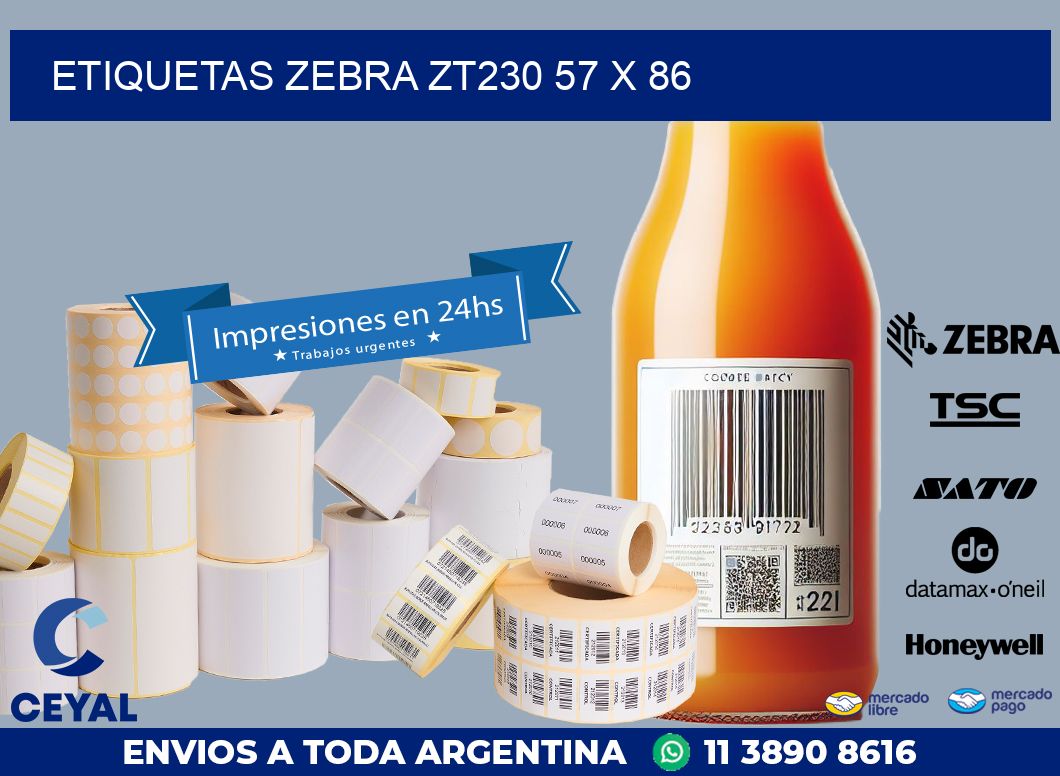 ETIQUETAS Zebra ZT230 57 x 86