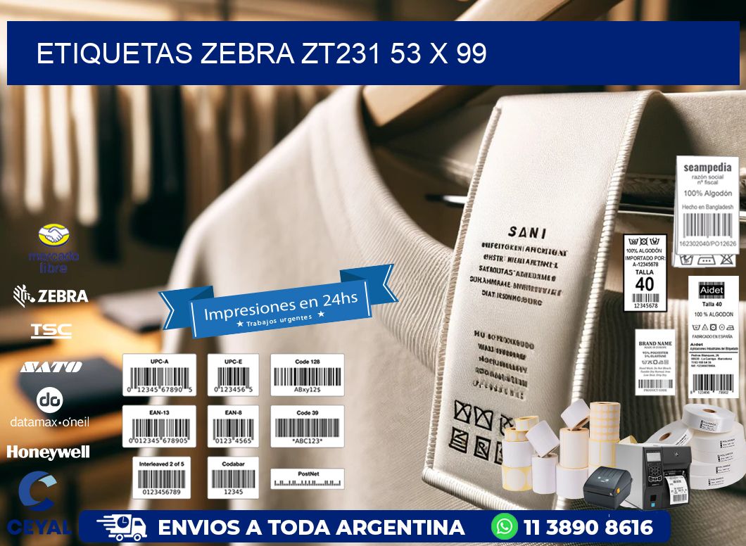 ETIQUETAS Zebra ZT231 53 x 99