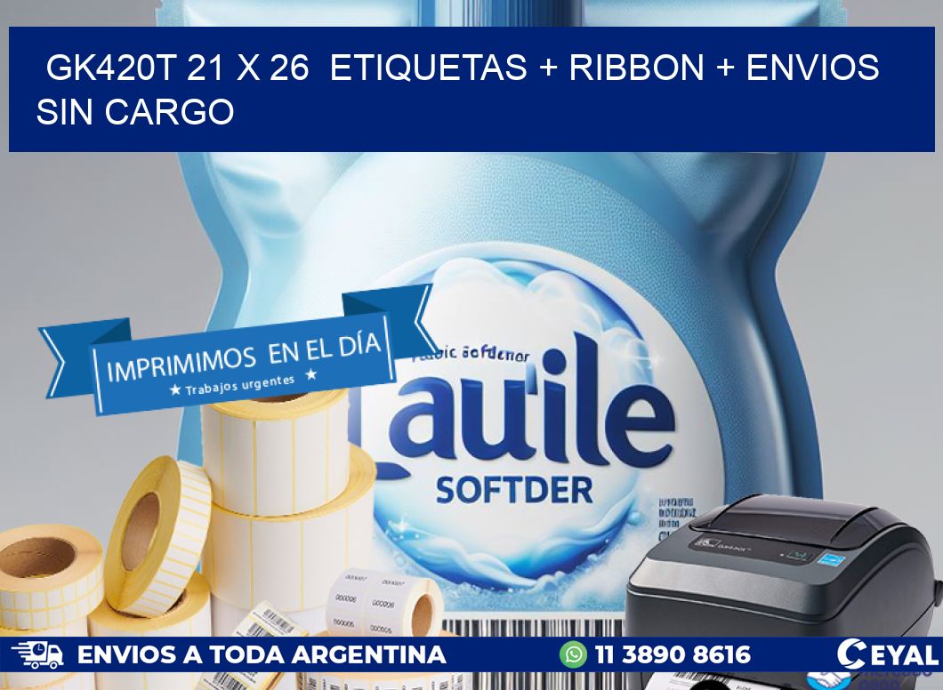 GK420T 21 x 26  etiquetas + ribbon + envios sin cargo