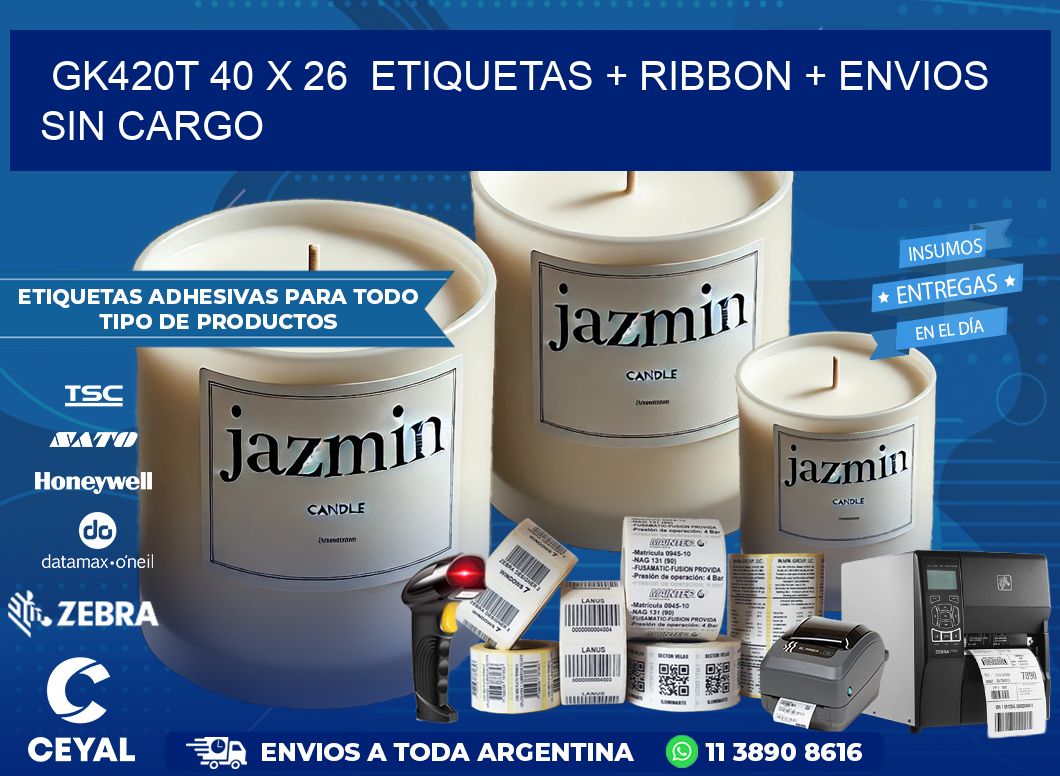 GK420T 40 x 26  etiquetas + ribbon + envios sin cargo
