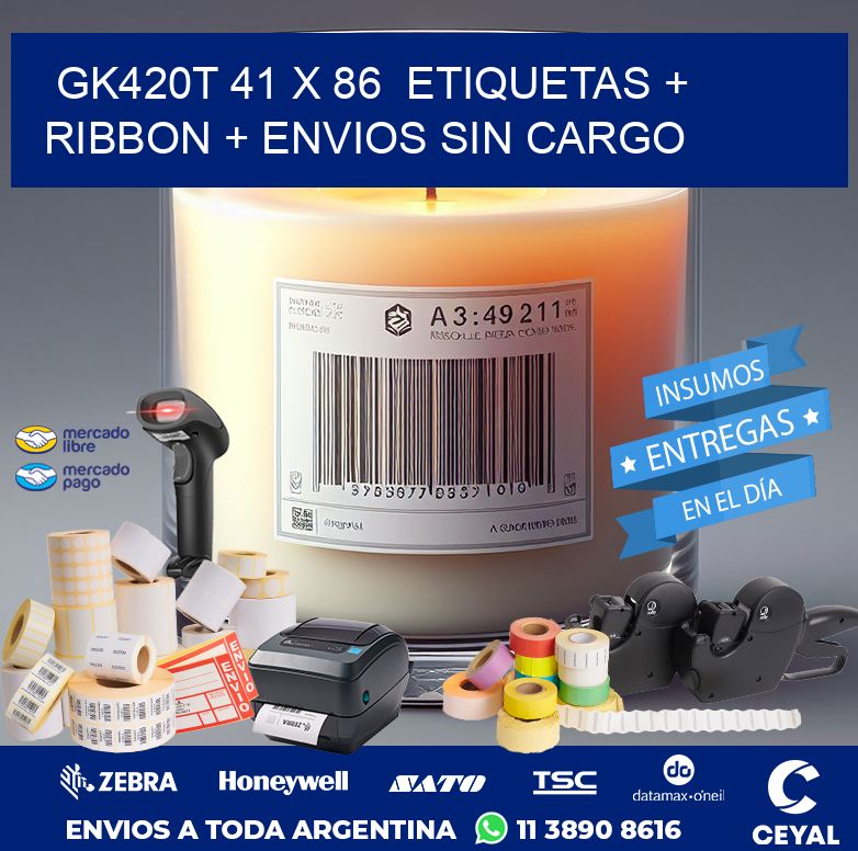 GK420T 41 x 86  etiquetas + ribbon + envios sin cargo