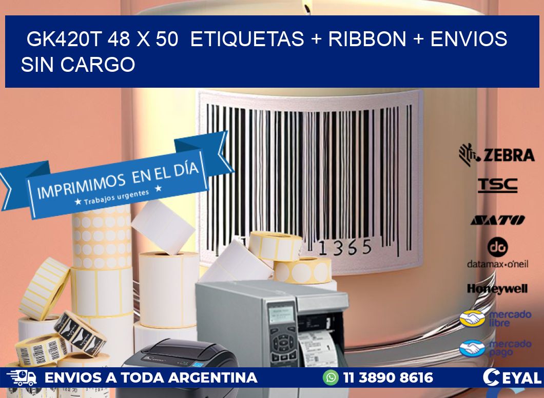 GK420T 48 x 50  etiquetas + ribbon + envios sin cargo
