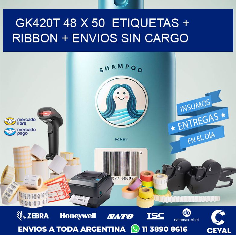 GK420T 48 x 50  etiquetas + ribbon + envios sin cargo