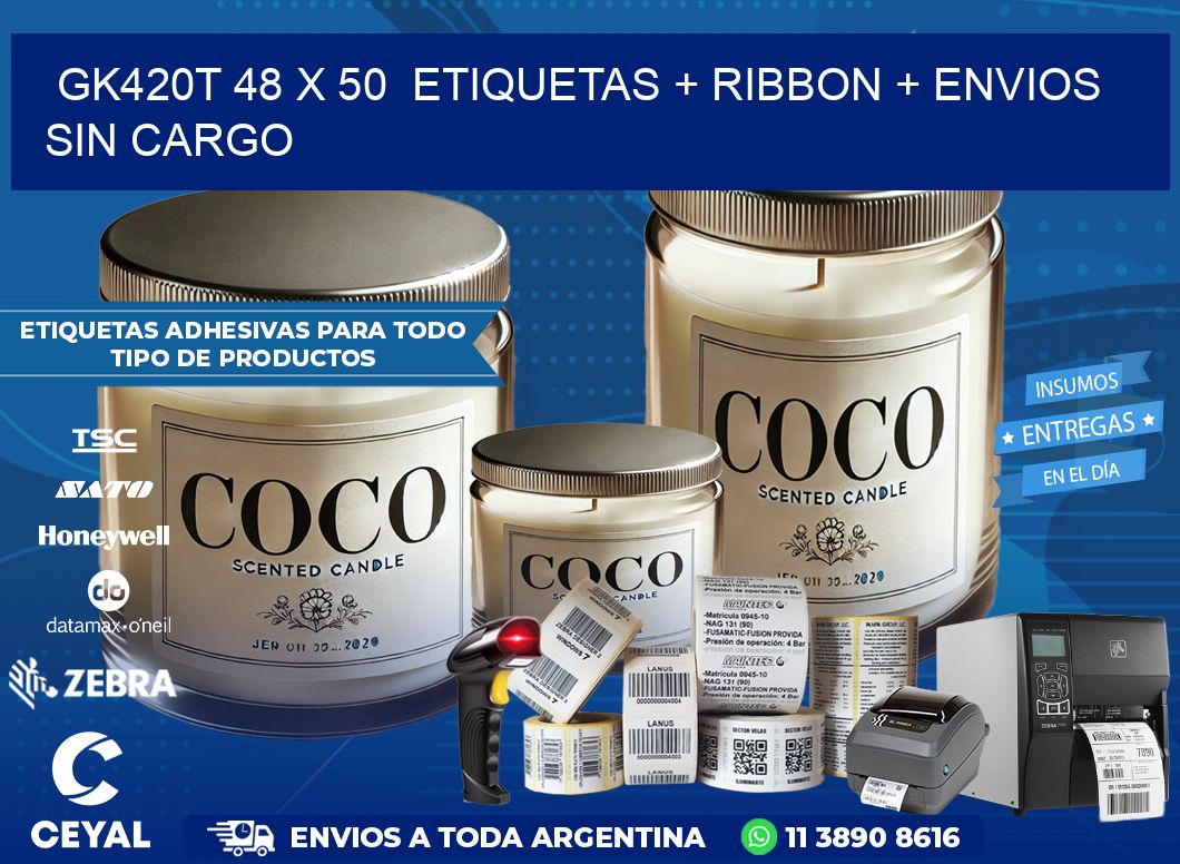 GK420T 48 x 50  etiquetas + ribbon + envios sin cargo