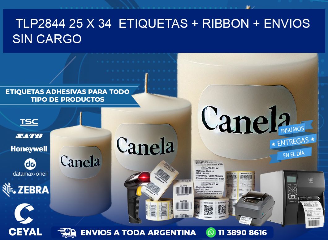 TLP2844 25 x 34  etiquetas + ribbon + envios sin cargo