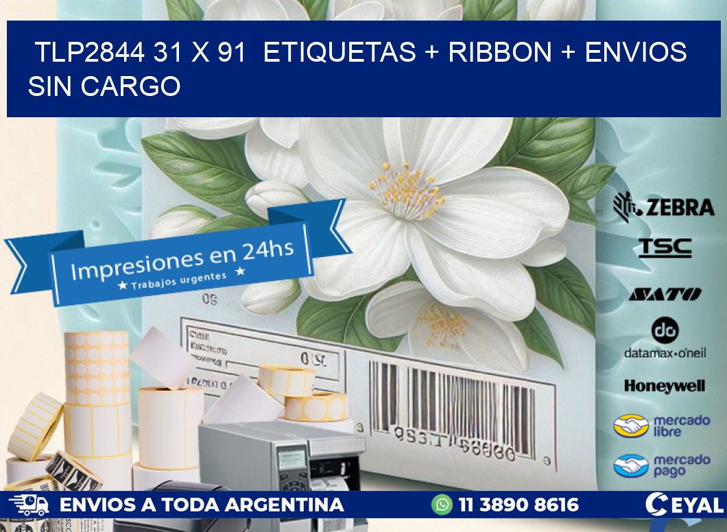 TLP2844 31 x 91  etiquetas + ribbon + envios sin cargo