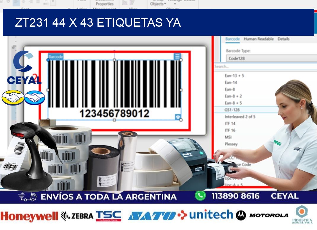 ZT231 44 x 43 ETIQUETAS YA