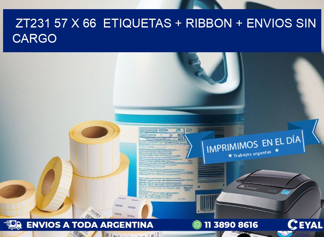 ZT231 57 x 66  etiquetas + ribbon + envios sin cargo