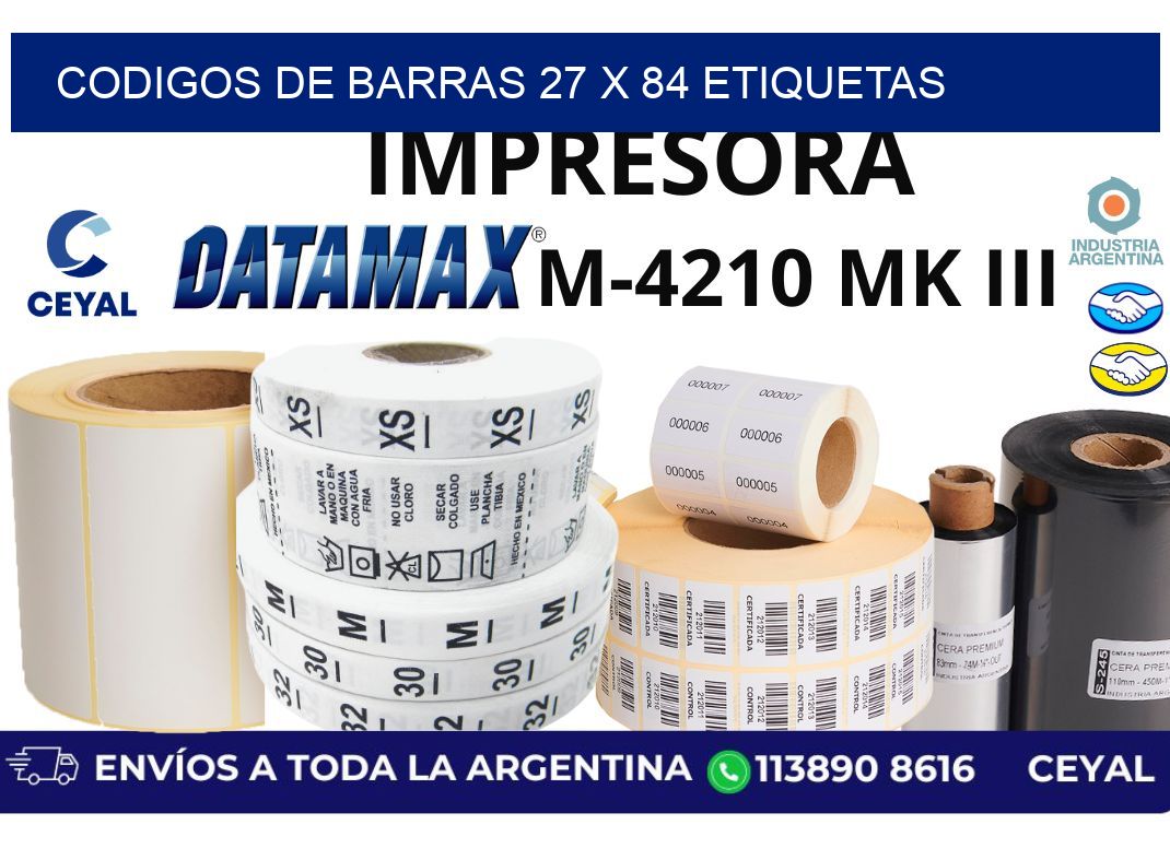 codigos de barras 27 x 84 etiquetas